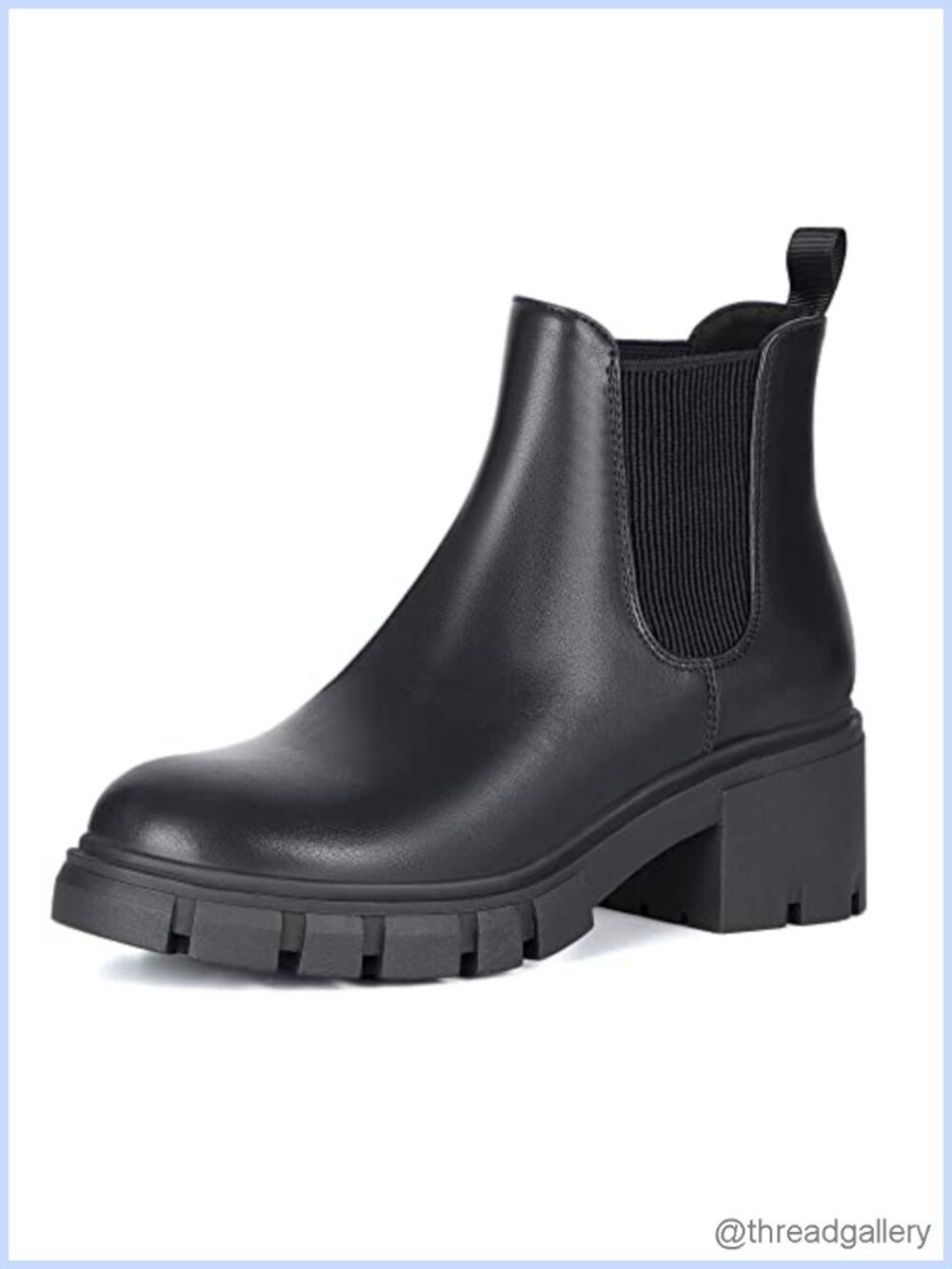 Faux Leather Slip On Chelsea Ankle Boots with Chunky Heel